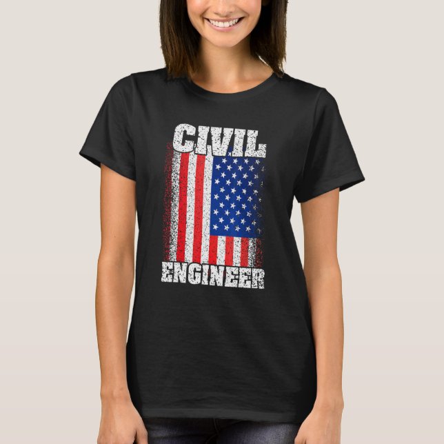 Camiseta Engenheiro Civil Americano Mulheres Patriotas Home (Frente)