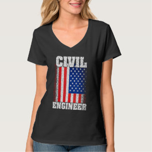 Camiseta Engenheiro Civil Americano Mulheres Patriotas Home