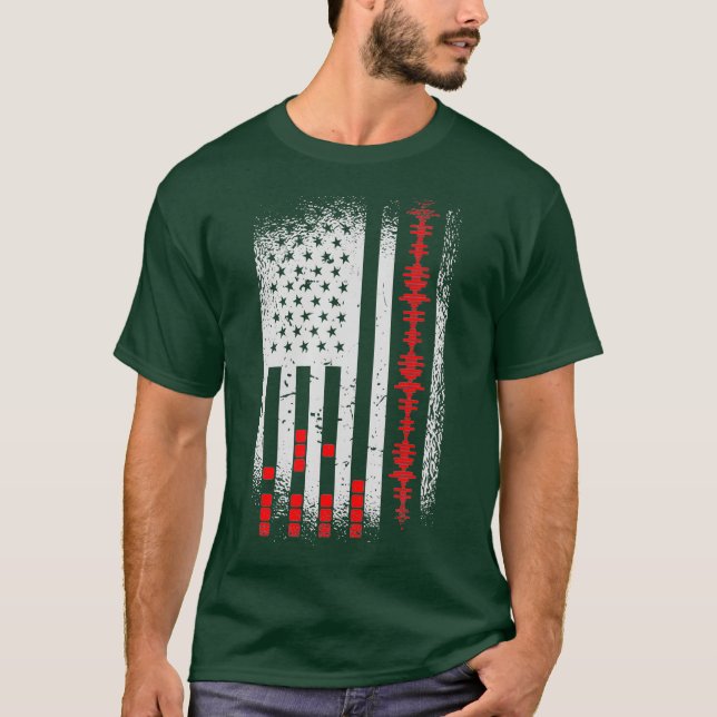 Camiseta Engenheiro De Áudio American Flag USA Design para  (Frente)