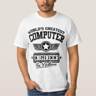 Camiseta Engenheiro de computador do mundo o grande na ação