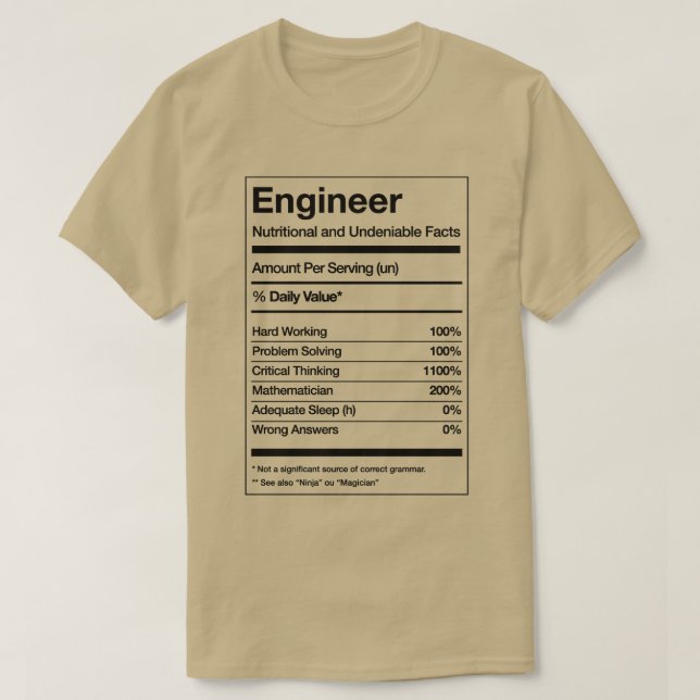 Camiseta Engenheiro de engenharia engraçado (Frente do Design)