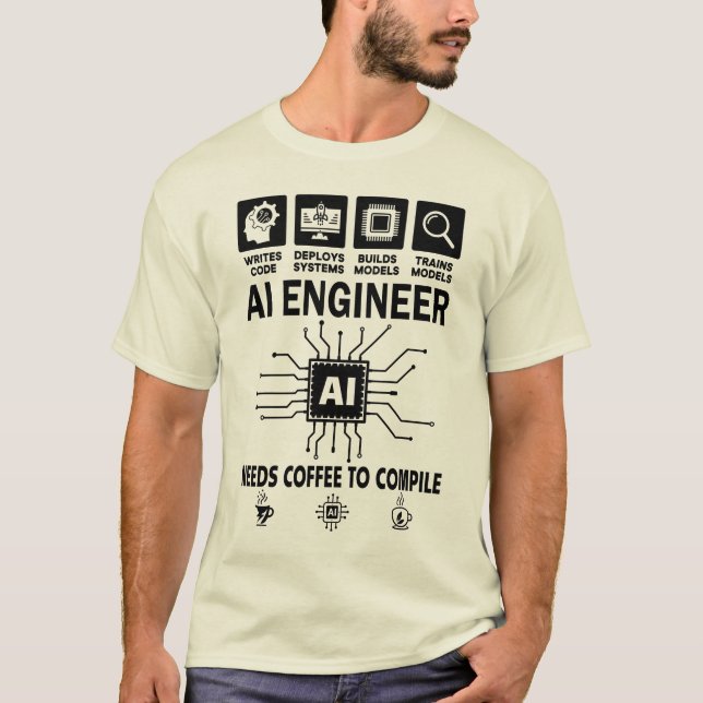 Camiseta Engenheiro de IA engraçado Inteligência artificial (Frente)
