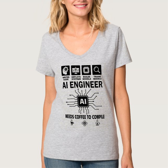 Camiseta Engenheiro de IA Engraçado Programador Desenvolved (Frente)