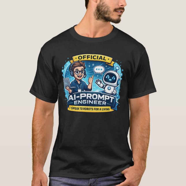Camiseta Engenheiro de Prompt de IA Est. 2023 Humor de Trab (Frente)