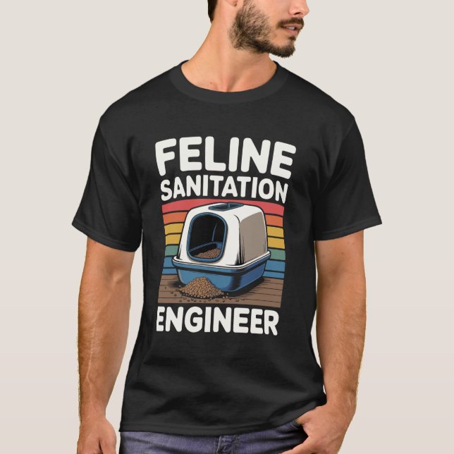 Camiseta Engenheiro de Saneamento Felino Caixa de Areia Ama (Frente)