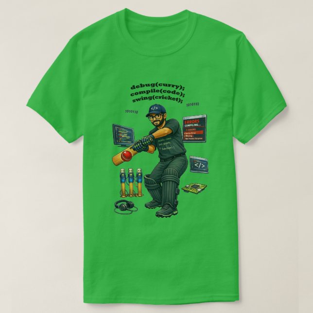 Camiseta Engenheiro de Software Indiano Codificador Jogando (Frente do Design)