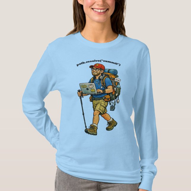 Camiseta Engenheiro de Software Indo Caminhar com uma Mochi (Frente)