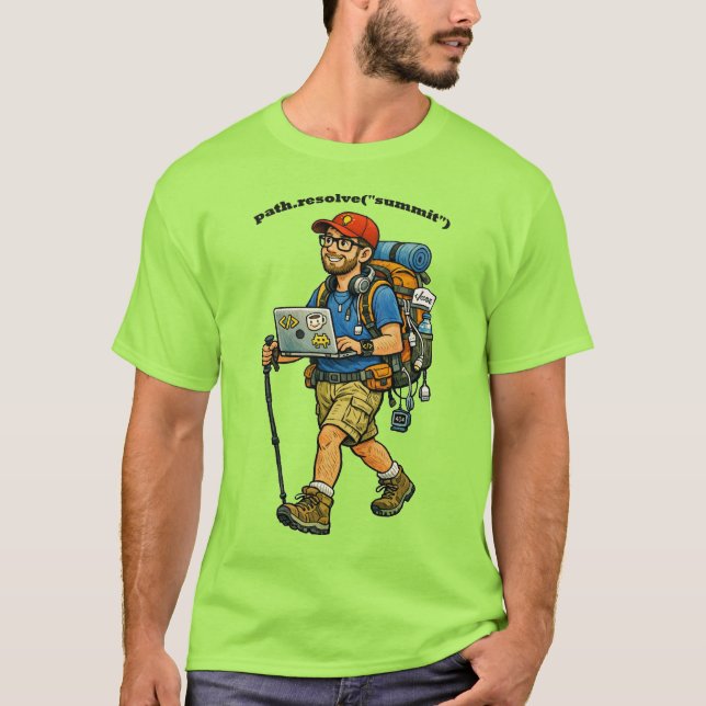 Camiseta Engenheiro de Software Indo Caminhar com uma Mochi (Frente)