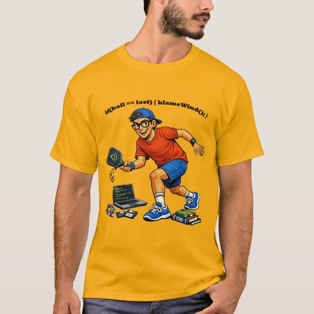 Camiseta Engenheiro de Software Jogando Pickleball com Remo (Frente)