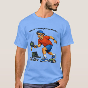 Camiseta Engenheiro de Software Jogando Pickleball com uma 
