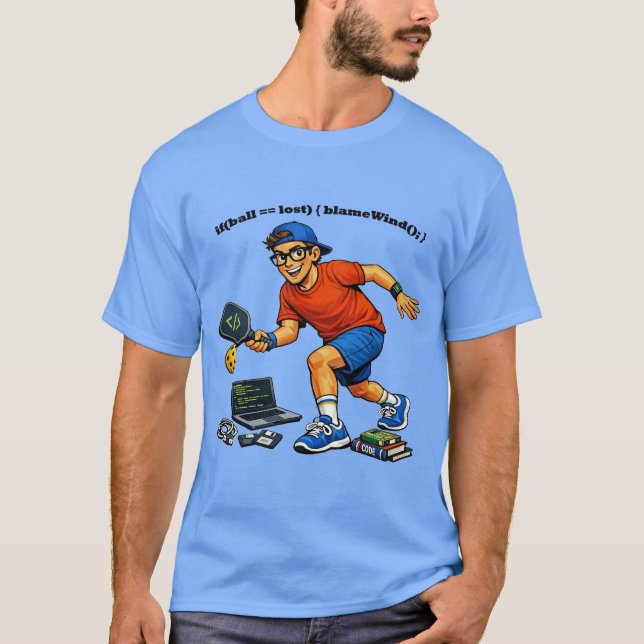 Camiseta Engenheiro de Software Jogando Pickleball com uma  (Frente)