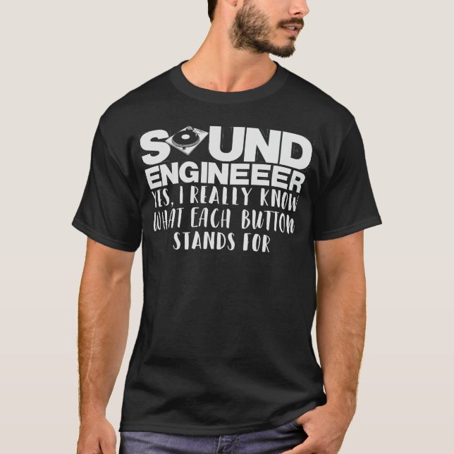 Camiseta Engenheiro de som Mixer de Piada giratória Audiófi (Frente)