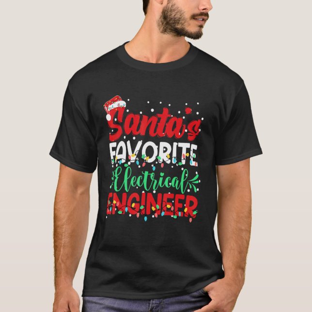 Camiseta Engenheiro Elétrico Santa Hat Favorito (Frente)