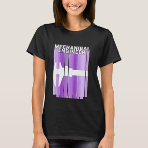 Camiseta Engenheiro Mecânico Design de Paquímetro Roxo para
