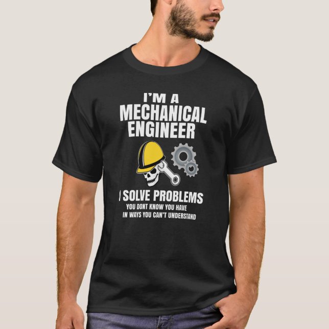 Camiseta Engenheiro Mecânico Preto e Branco (Frente)