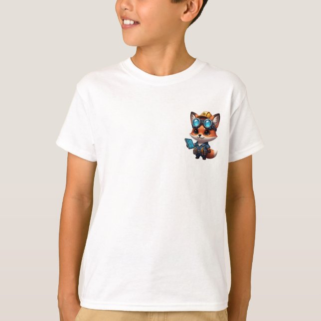 Camiseta Engenheiro Mecânico Steampunk Fox Kids (Frente)