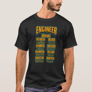 Camiseta Engenheiro Palavras Idiomas Engenharia Mecânica Ci
