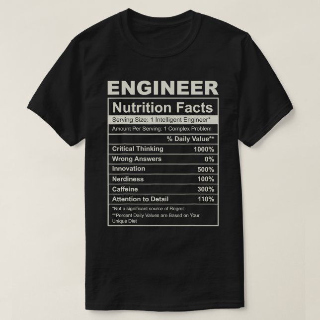 Camiseta Engenheiro para Homens Fato de Nutrição Engenharia (Frente do Design)