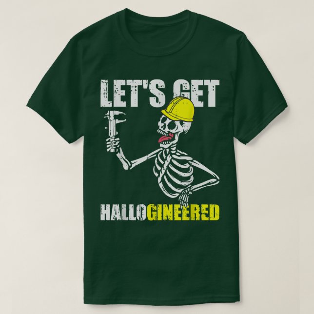 Camiseta Engineer Skeleton Engineering Costume Funny Hallow (Frente do Design)