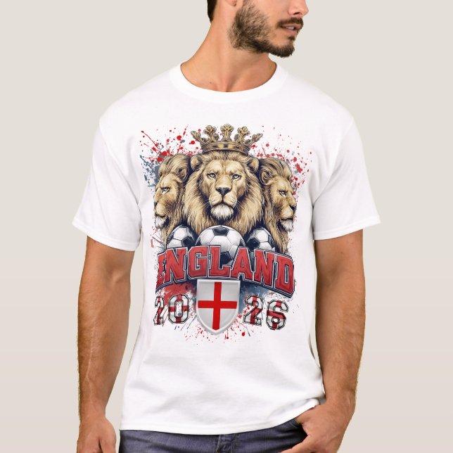 Camiseta England 2026 Lion, England Soccer, Footbal fan (Frente)