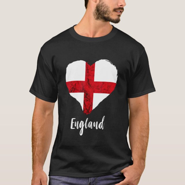 Camiseta England Heart Rua George's Cross England Flag Engl (Frente)