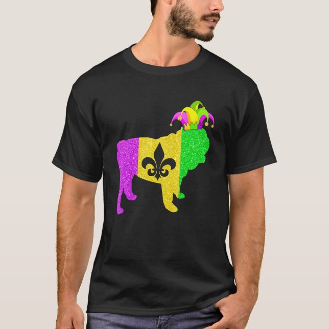 Camiseta English Bulldog Dog Lover Mardi Gras Carnival Part (Frente)