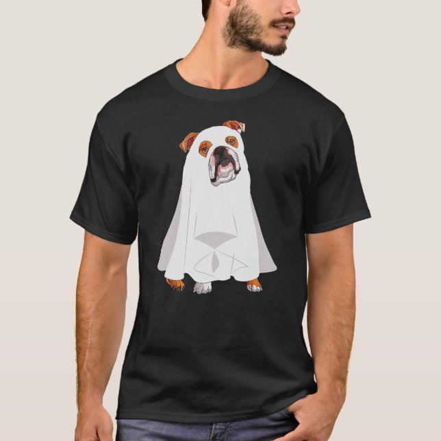 Camiseta English Bulldog Ghost Pumpkin Halloween Fall Dog L (Frente)