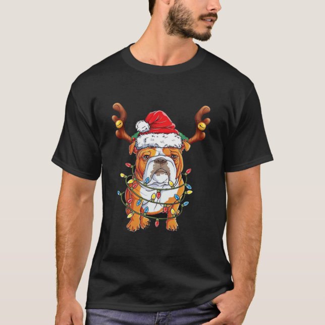 Camiseta English Bulldog Reindeer Funny Christmas Essential (Frente)