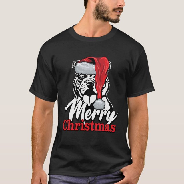 Camiseta English Bulldog Santa Hat Merry Christmas (Frente)