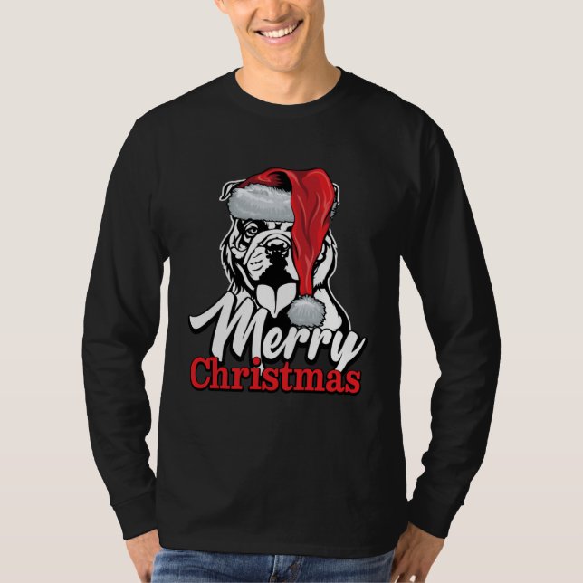 Camiseta English Bulldog Santa Hat Merry Christmas (Frente)