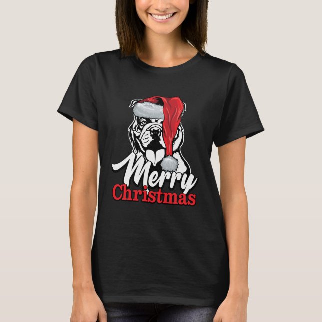 Camiseta English Bulldog Santa Hat Merry Christmas (Frente)