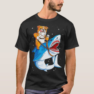 Camiseta English Bulldog Shark T shirt Kids Space Galaxy Ja