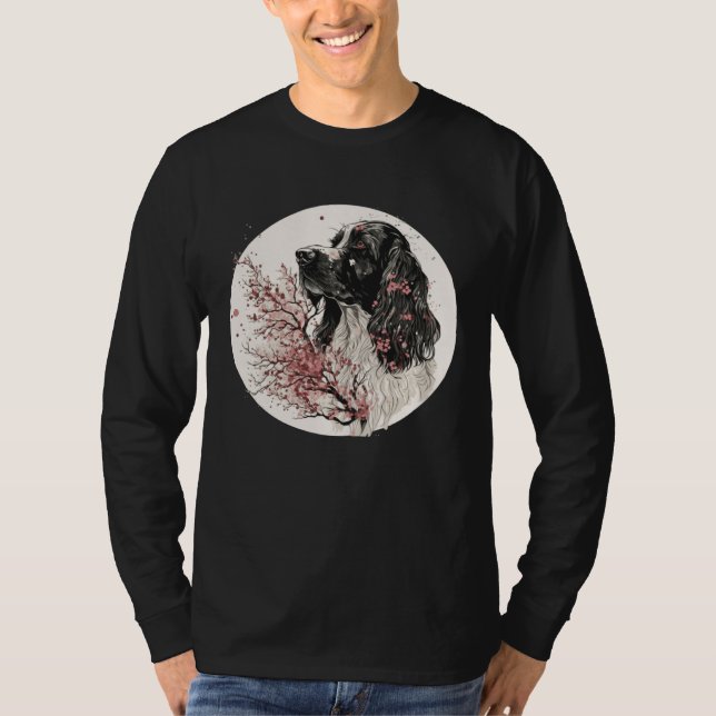 Camiseta English Cocker Spaniel Cherry Blossom Dog Breed Ja (Frente)