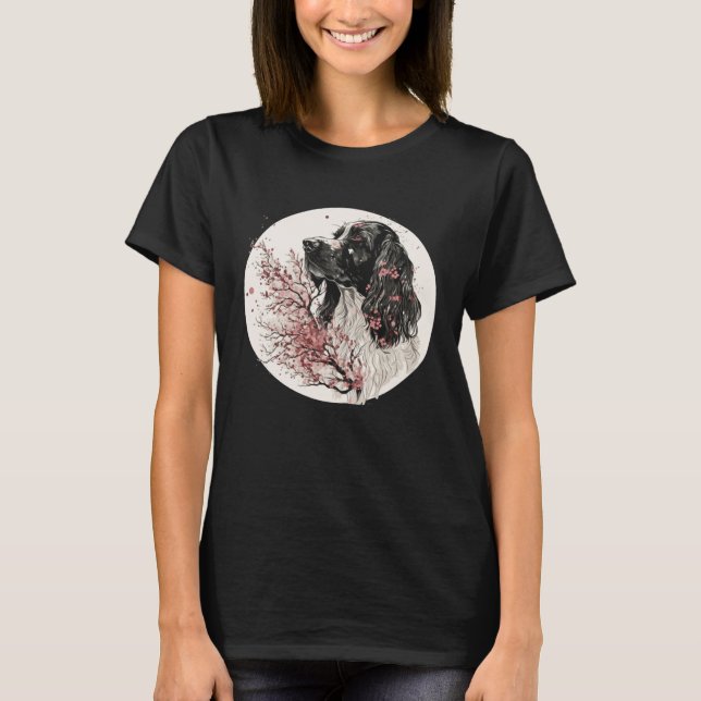 Camiseta English Cocker Spaniel Cherry Blossom Dog Breed Ja (Frente)