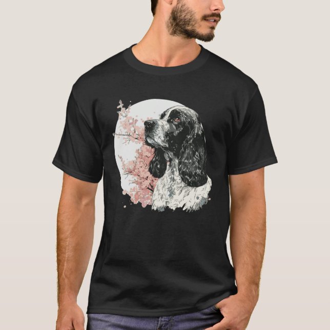 Camiseta English Cocker Spaniel Cherry Blossom Dog Japanese (Frente)