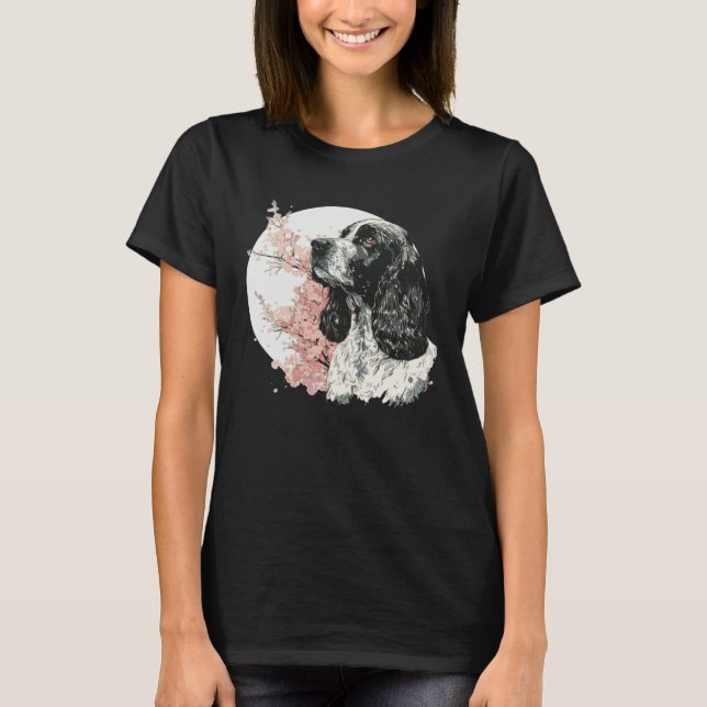 Camiseta English Cocker Spaniel Cherry Blossom Dog Japanese (Frente)