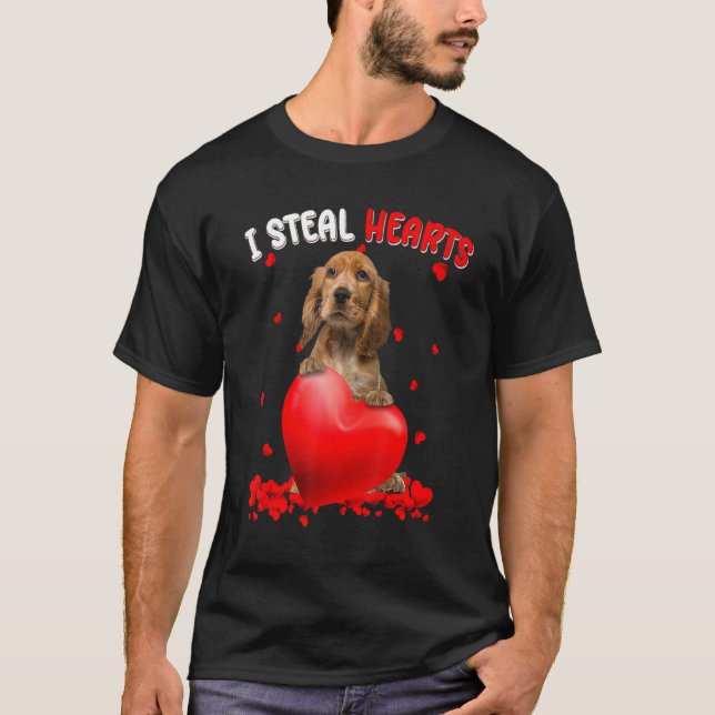 Camiseta English Cocker Spaniel Dog I Steal Hearts Cute Val (Frente)