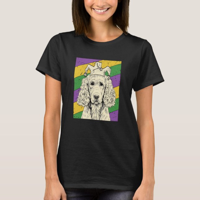 Camiseta English Cocker Spaniel Jester Mardi Gras Dog Mom D (Frente)