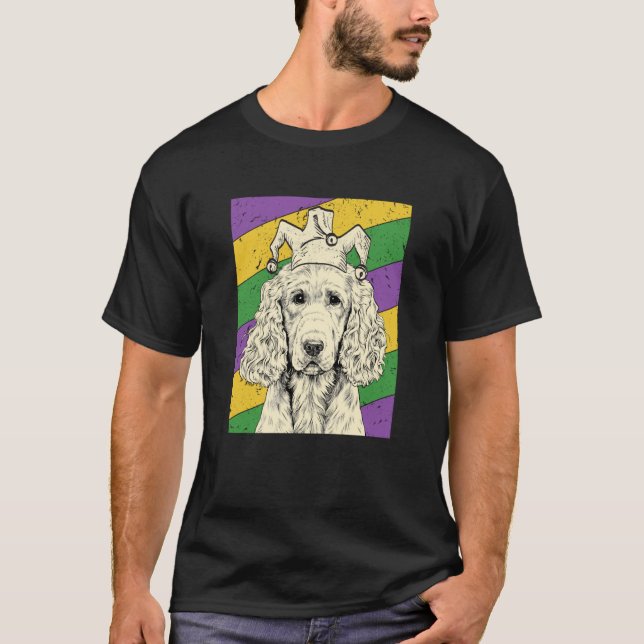 Camiseta English Cocker Spaniel Jester Mardi Gras Dog Mom D (Frente)