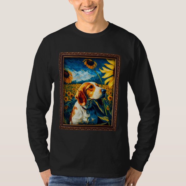 Camiseta English Foxhound Painting Sunflower Flower Mom Wom (Frente)