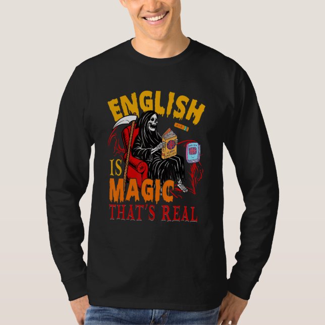 Camiseta English Is Magic That's Real The Death Skeleton Te (Frente)