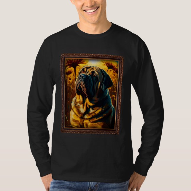 Camiseta English Mastiff Painting Sunflower Flower Mom Wome (Frente)