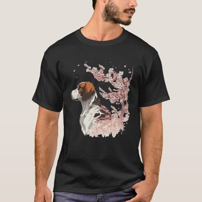 Camiseta English Pointer Cherry Blossom Dog Breed Japanese  (Frente)