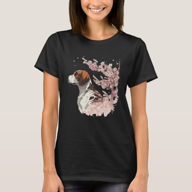 Camiseta English Pointer Cherry Blossom Dog Breed Japanese  (Frente)