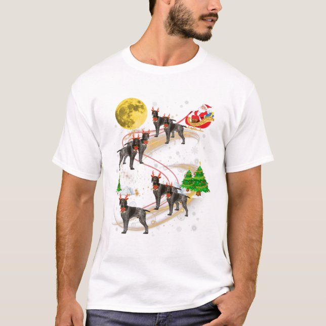 Camiseta English Pointer Reindeer Christmas Santa Riding Do (Frente)