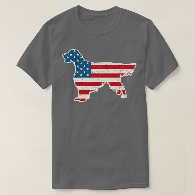 Camiseta English Setter American Flag 4 de julho para Men W (Frente do Design)