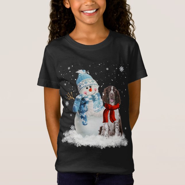 Camiseta English Springer Spaniel Christmas Snowman Christm (Frente)