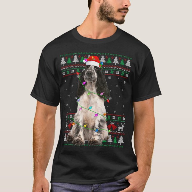 Camiseta English Springer Spaniel Dog Christmas Ugly Sweate (Frente)