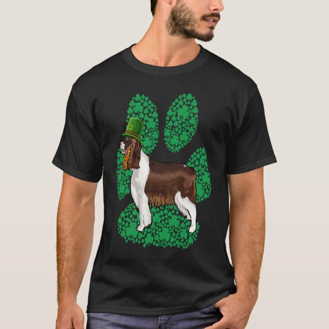 Camiseta English Springer Spaniel St Patricks Day Shamrock  (Frente)