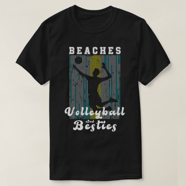 Camiseta Engraçada Areia de Voleibol Praias de Voleibol e B (Frente do Design)